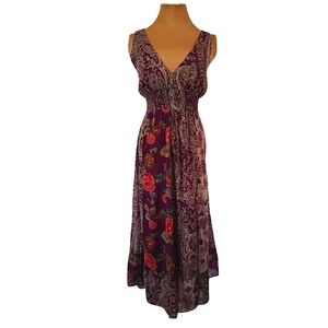 Solitaire‎ Fit & Flare Maxi Purple Floral Dress Women's Medium